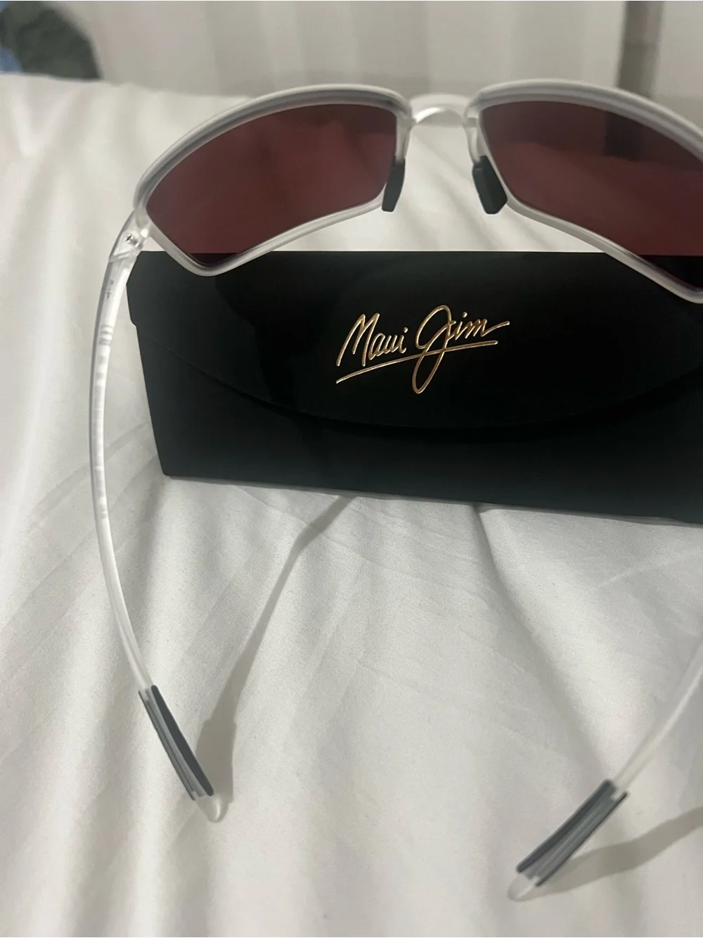 Maui Jim Malu White Frame Sunglasses with Pink/Orange Mirrored Lenses